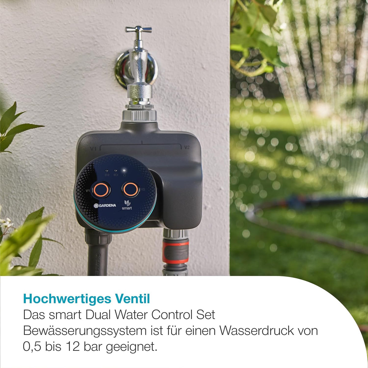 Gardena smart Dual Water Control Set Bewässerungssteuerung; smart: Datengesteuerte Bewässerung*, Smart Home Integration*, Für Zwei unabhängige Gartenbereiche, Hochwertige Ventiltechnik (19044-20)