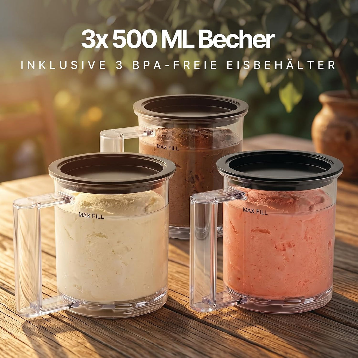 SEEGER MultiCream Eismaschine 10-in-1 1,5 L – SmartSpin, 3 EasyCups, Touchscreen, Schwarz