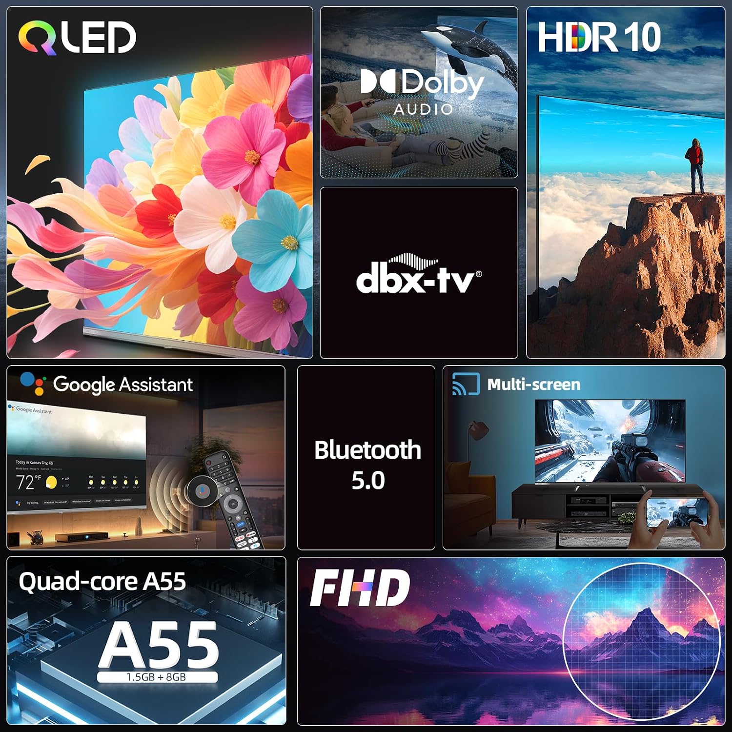 CHiQ L40QST 40 Zoll QLED Pro Google TV, Full HD, HDR10, Dolby Audio