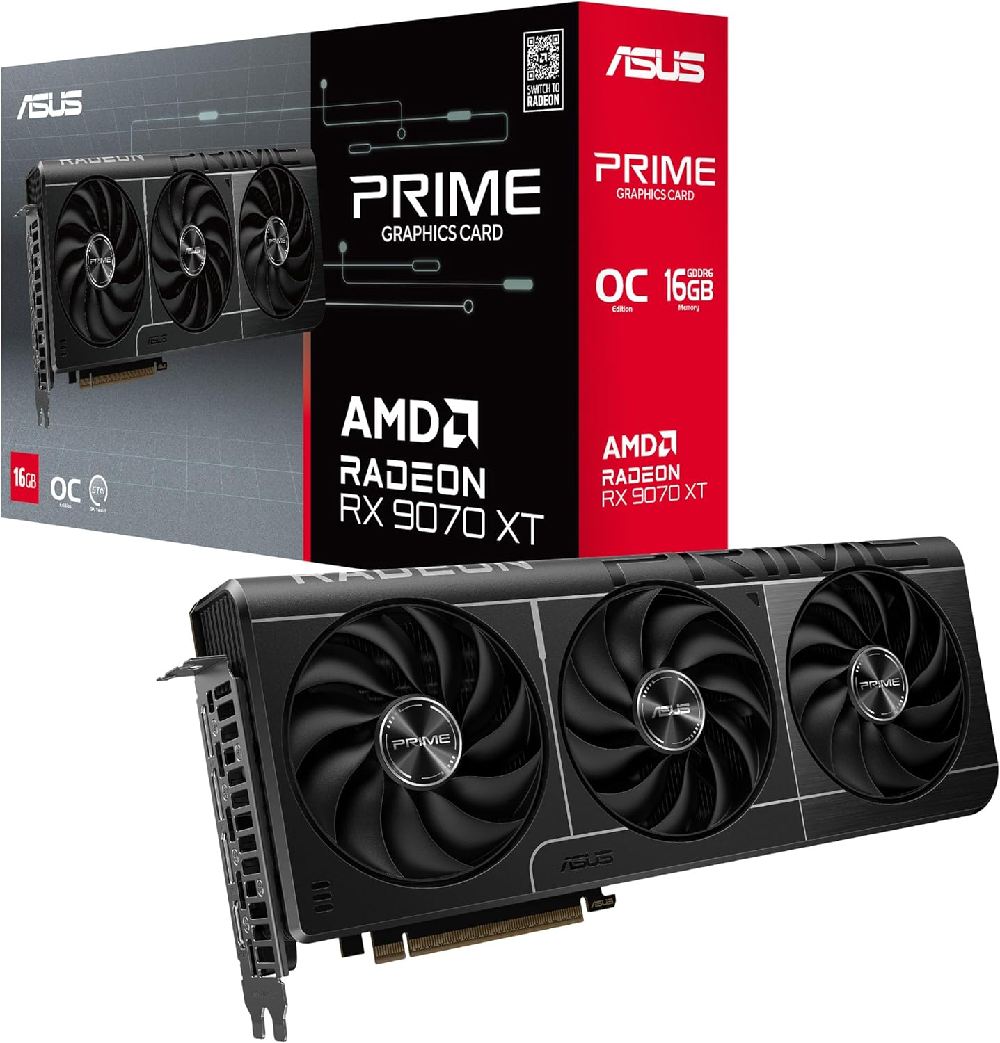 ASUS Prime Radeon RX 9070 XT OC Edition 16GB GDDR6 Gaming Grafikkarte