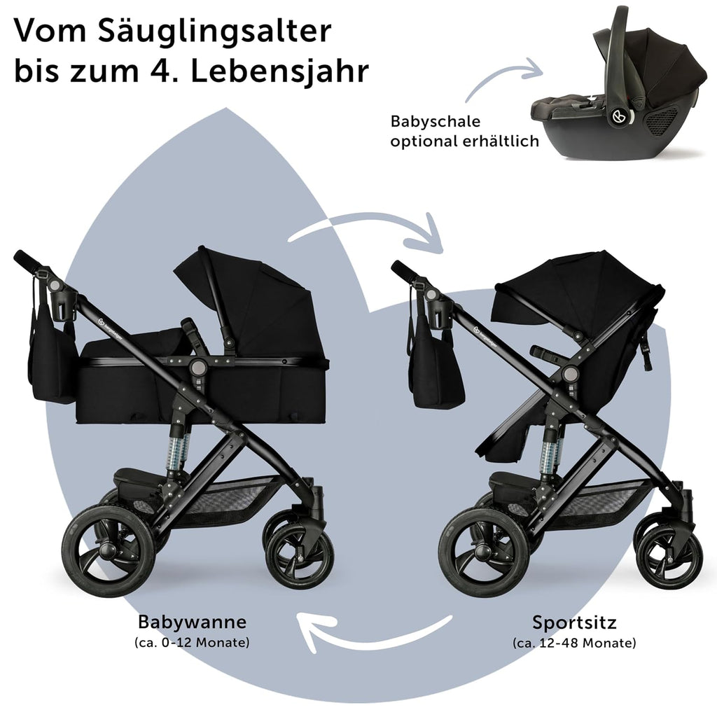 Bergsteiger Nizza Kombikinderwagen 3-in-1 Babywanne Buggy Sportsitz
