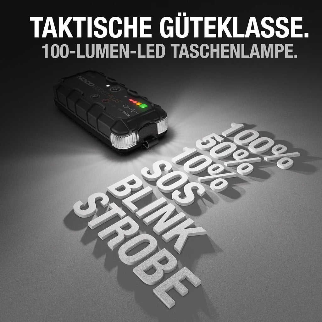 NOCO GB40 Starthilfe Powerbank 1000A – 12V, IP65, 20 Starts, LED, USB-C, Pkw/Motorrad/Boot, 1,1kg