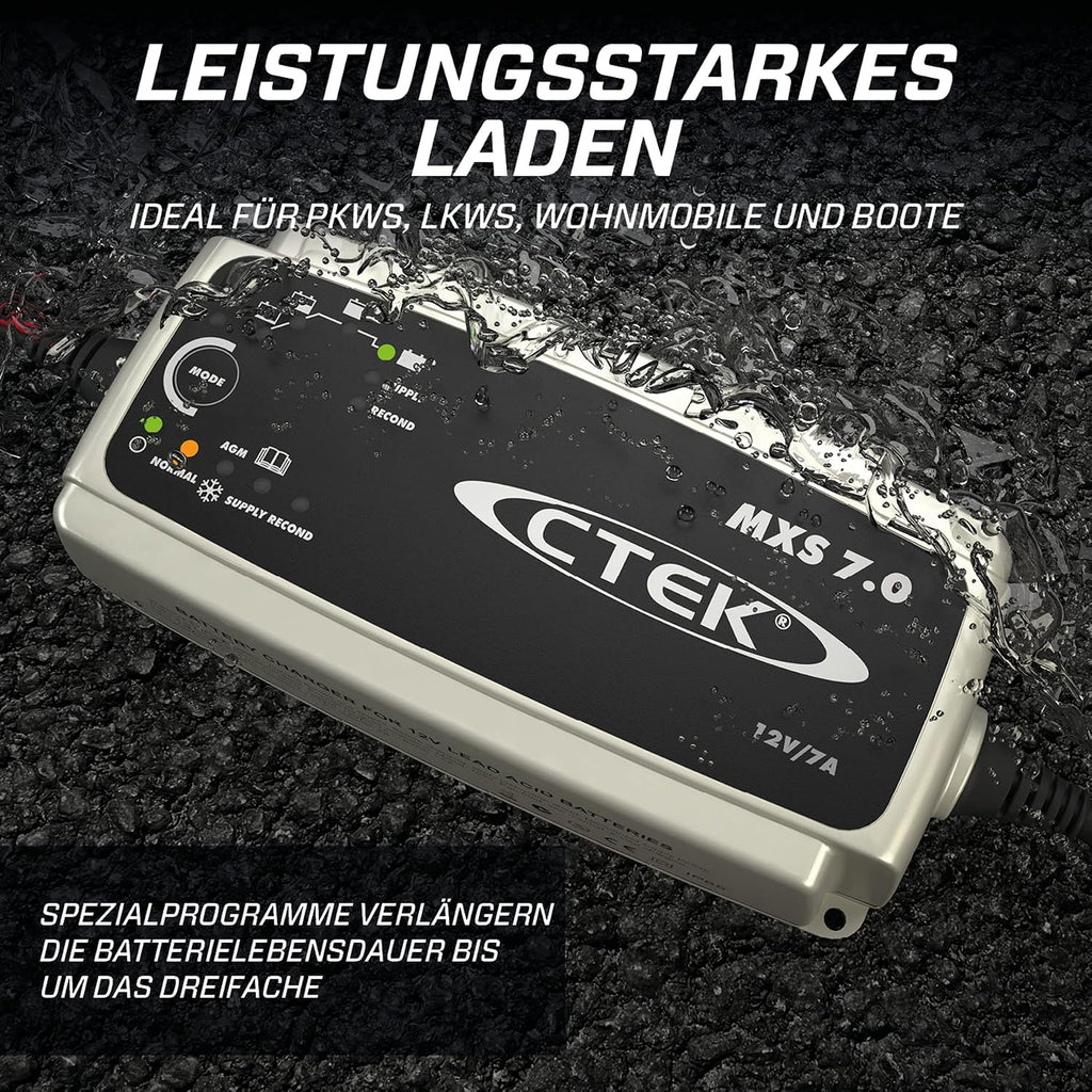 CTEK MXS 7.0, Batterieladegerät 12V Für Größere Fahrzeugbatterien, Batterieladegerät Boot, LKW, Wohnwagen, Wohnmobil Ladegerät, Versorgungsfunktion, Rekonditionierungsmodus Und Winterprogramm