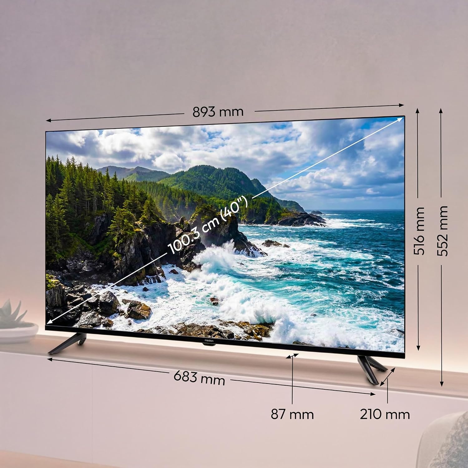 MEDION 100,3 cm (40 Zoll) Full HD Fernseher (Triple Tuner Receiver DVB-T2 DVB-C DVB-S2, 2 x HDMI, USB, Sleeptimer, Mediaplayer, VESA, CI+, MD 840002)