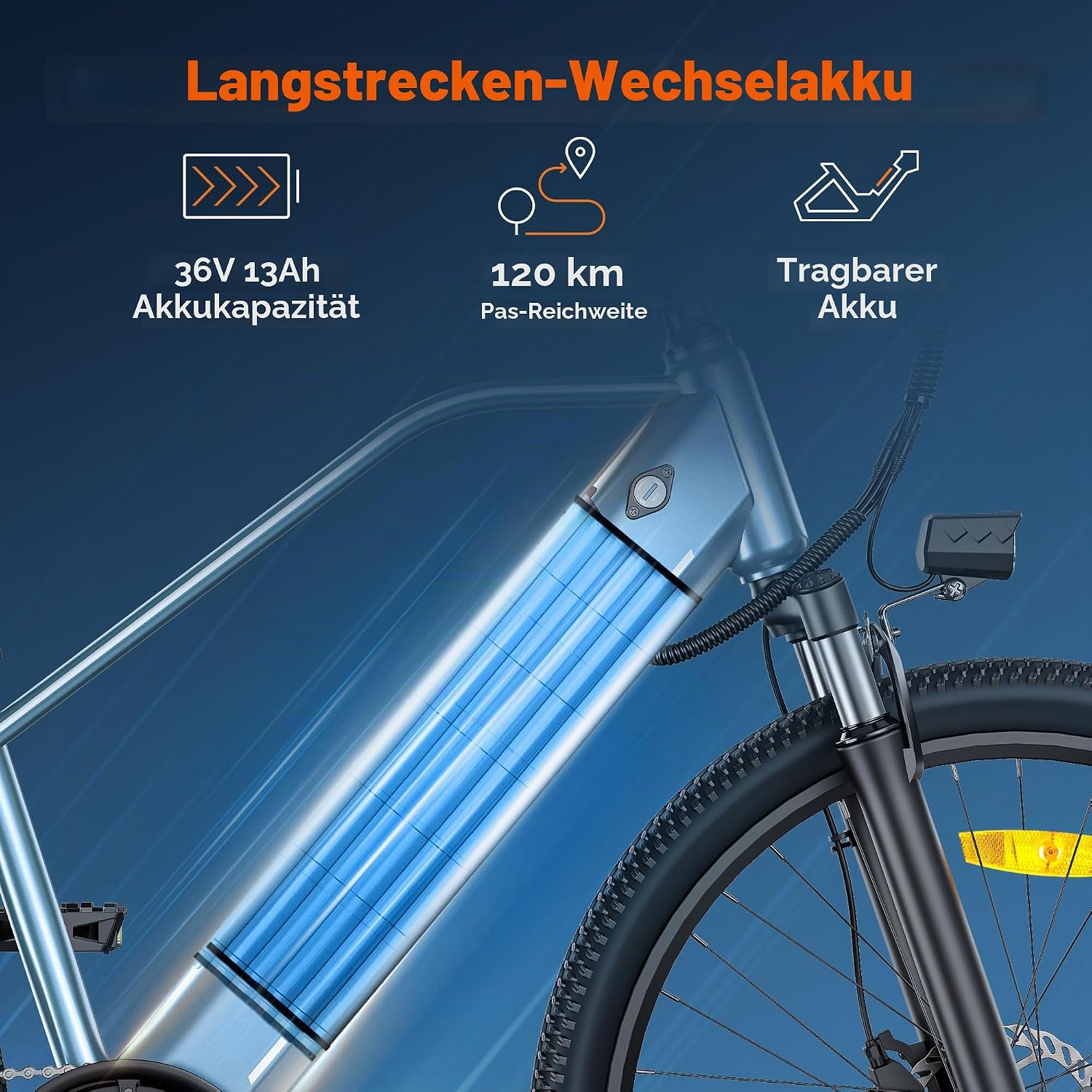 HillMiles MileTrail1 26" Elektrofahrrad Für Erwachsene Mit 100KM Reichweite, 36V 13AH Herausnehmbare Batterie, Speed 25KM/H, Mountain E-Bike