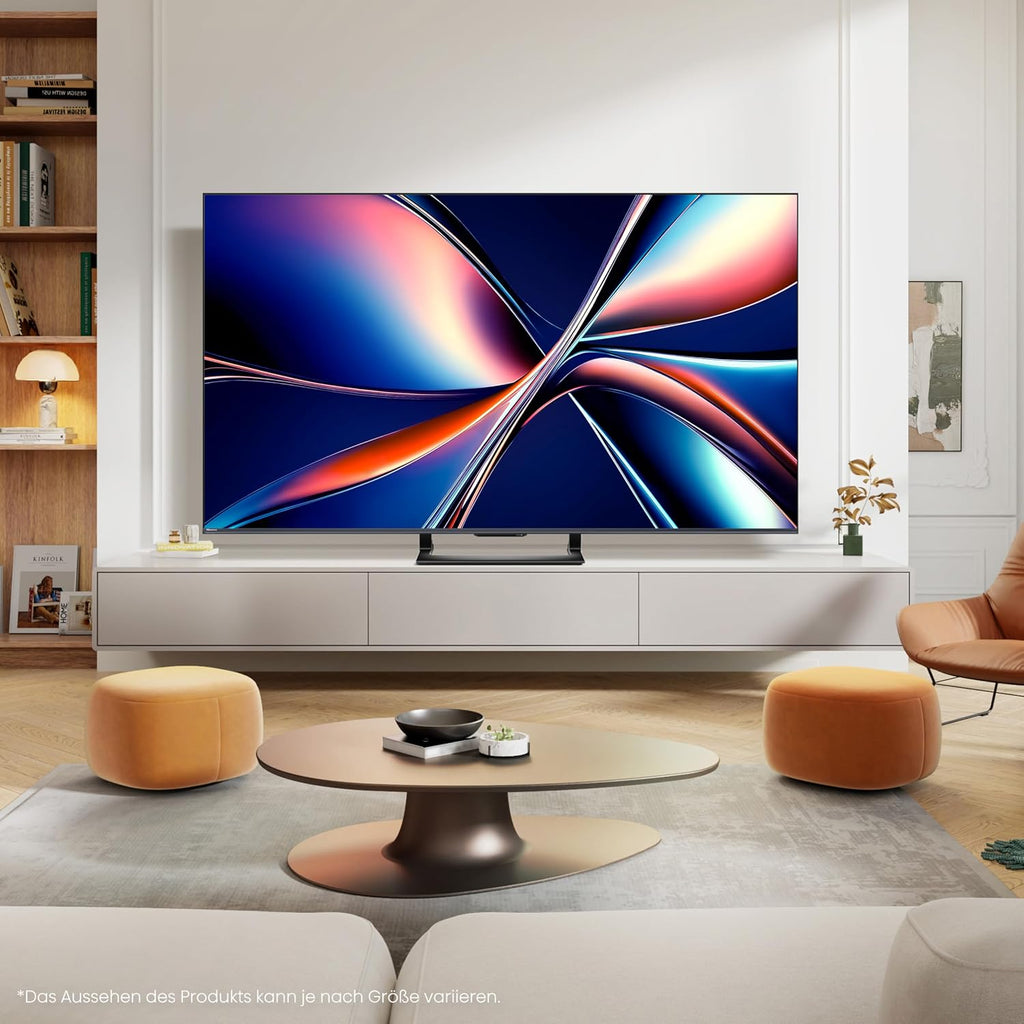 Hisense 55U7Q Fernseher 55 Zoll, 4K Mini LED ULED, Smart TV, Hi-View AI Engine, 144Hz Game Mode Pro, FreeSync Premium, Built in Subwoofer, Dolby Vision IQ Atmos, Airplay, Sprachsteuerung[2025]