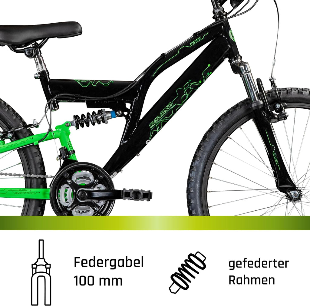 Galano FS180 24 Zoll Jugend Fahrrad 18 Gänge ab 8 Jahre Fully Mountainbike 130-145 cm für Mädchen und Jungen Kinderfahrrad Mountain Bike Jugendfahrrad MTB
