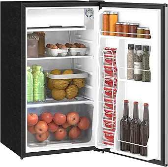HOMCOM Mini-Kühlschrank mit Gefrierfach 91 L – Kompakter Kühlschrank mit Thermostat, Wechselbarem Türanschlag, Silber