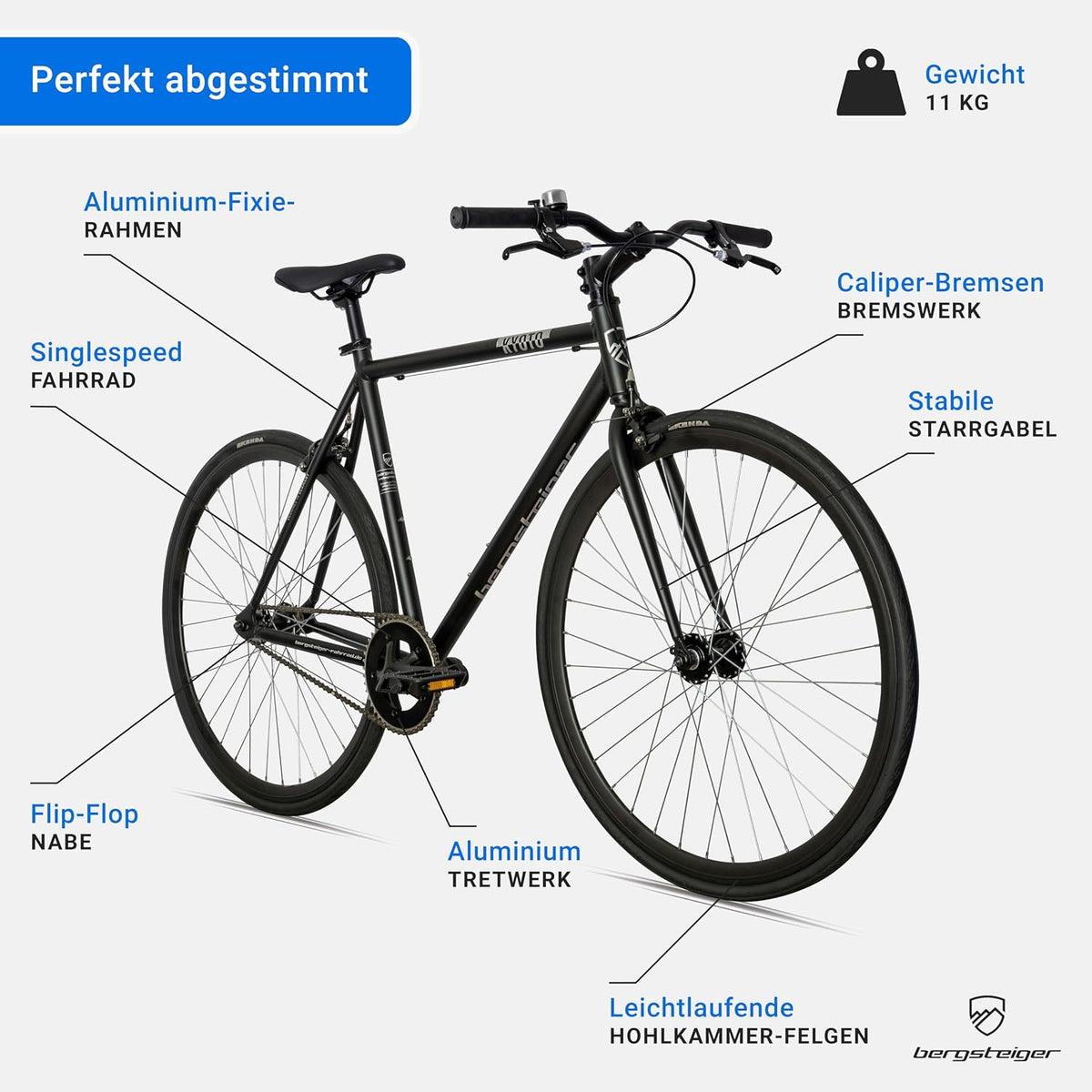 Bergsteiger Kyoto 28 Zoll Singlespeed Fixie Urban Bike Alurahmen