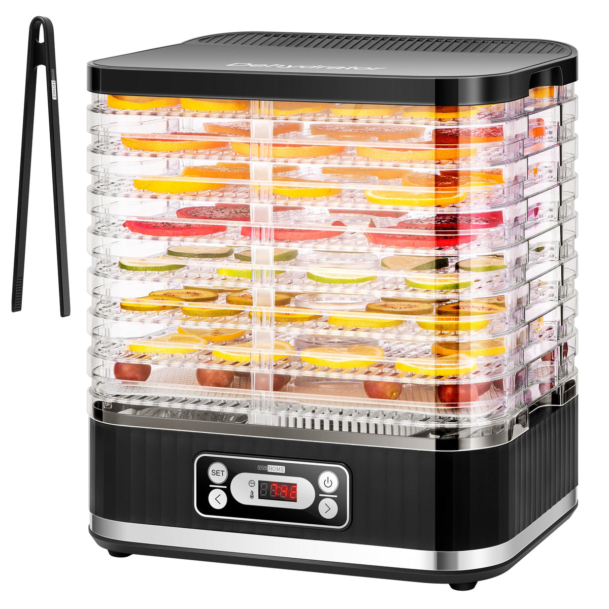 VIVOHOME Dörrautomat mit 8 Einlegefächern 400W BPA frei Dörrgerät mit Temperaturregler von 35°C bis 70°C inkl.72H Timer und Rezept für Fleisch,Obst,Haustier-Leckereieneo