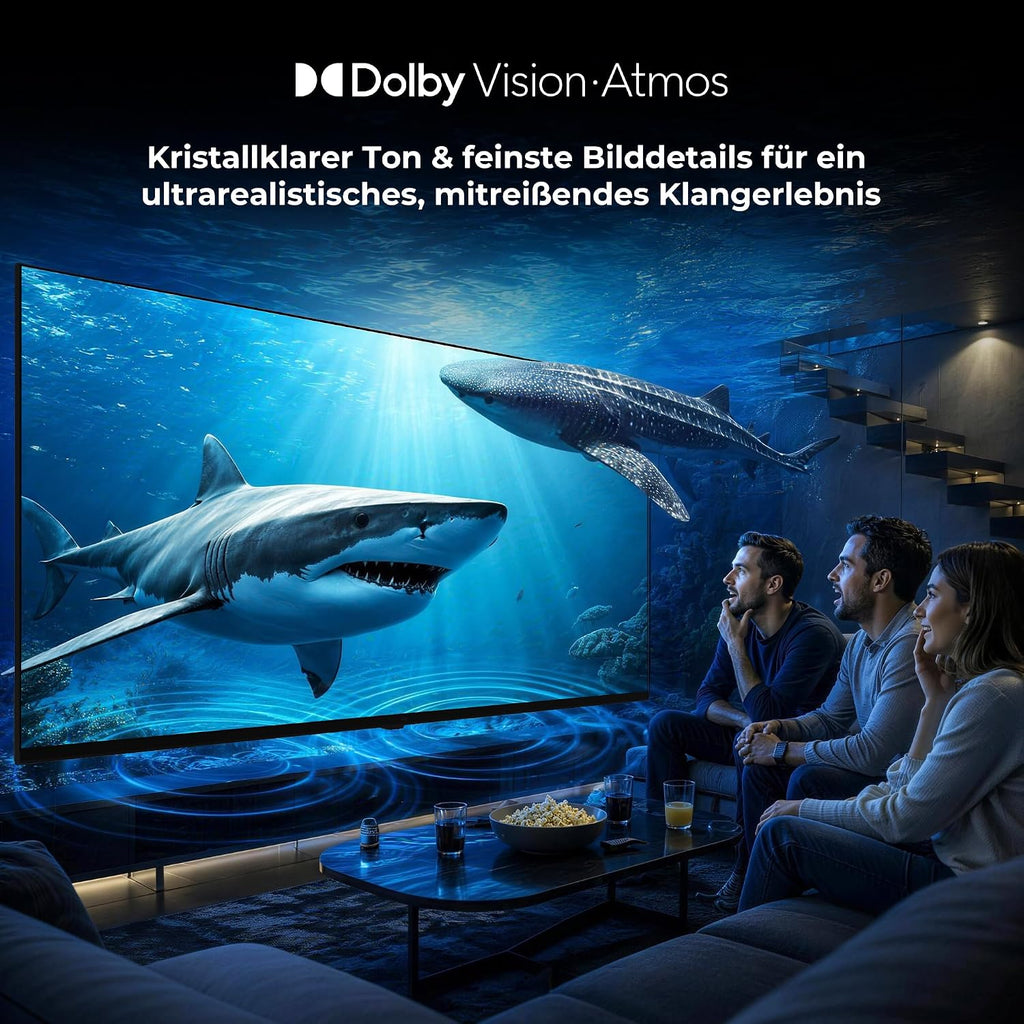 FPD Fernseher 55 Zoll Smart TV, 4K UHD mit Google TV & Google Cast, Dolby Vision und Atmos, HDR 10, MEMC für flüssige Bewegungen