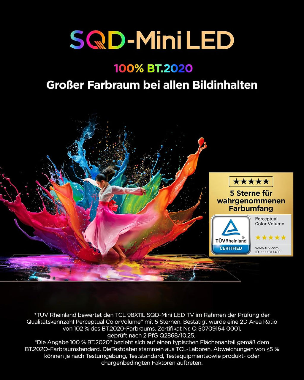 TCL 65Q7D Pro SQD-Mini LED 65 Zoll Fernseher, 4K Smart TV, Google TV