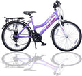 Talson 26 Zoll Mädchenfahrrad 21-Gang Shimano Schaltung mit Beleuchtung nach STVO Lila Doppelrahmen