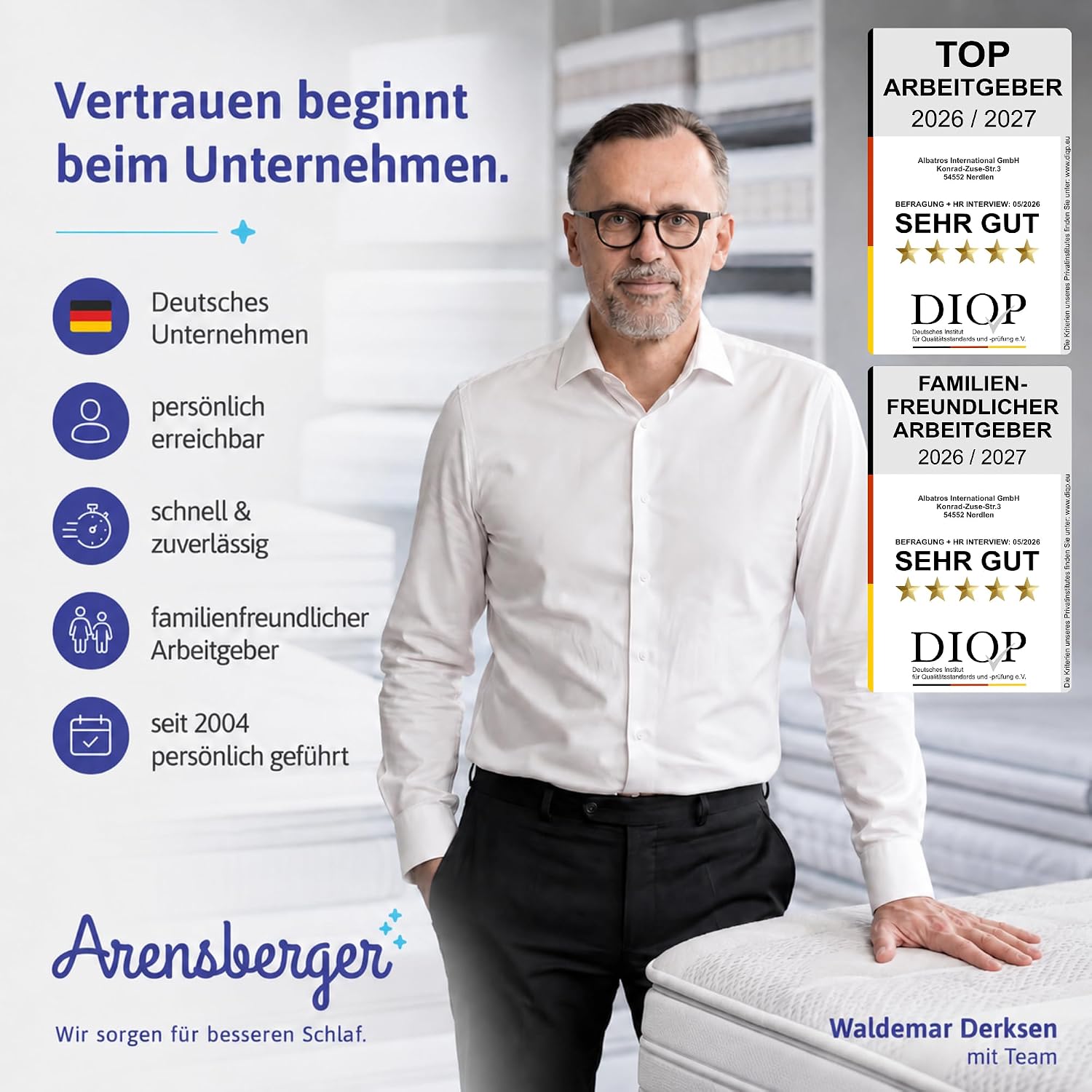 Arensberger Matratze SARA 140x200cm Höhe 16cm | NANOCELL® Gel-Schaum | Mittelfest H3 | Premium-Bezug 240g/m² | 60°C waschbar | Kaltschaum-Matratze 140x200 | Öko-Tex Zertifiziert