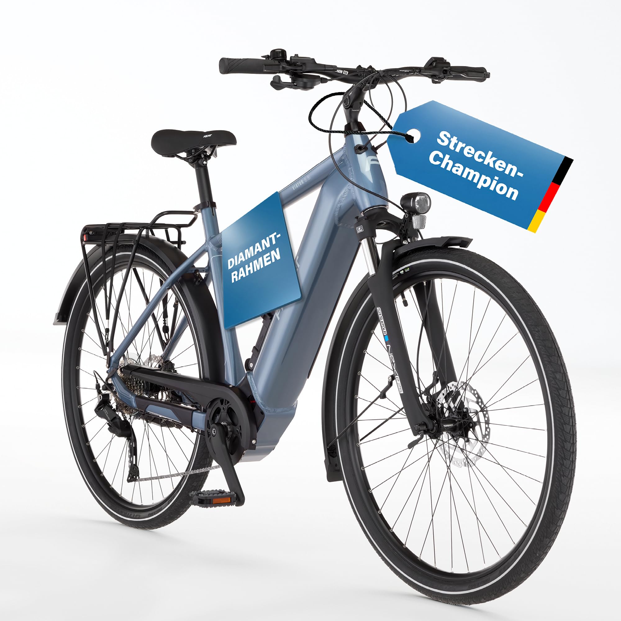 Fischer E-Bike Trekking VIATOR 6.8i Ultimate Electric Bicycle for Men and Women, RH 43, Mid Motor 90 Nm, 36 V Battery