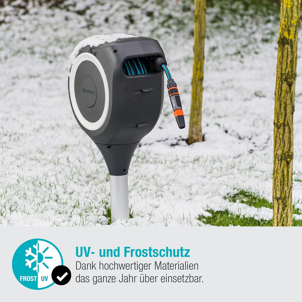 Gardena Garten - und Terrassen-Schlauchbox RollUp M: Wetterfeste Box mit RollUp-Technologie und 20 m Schlauch, Bewässerung von mittelgroßen Gärten mit Terrasse, automatisches Aufrollen (18615-20)