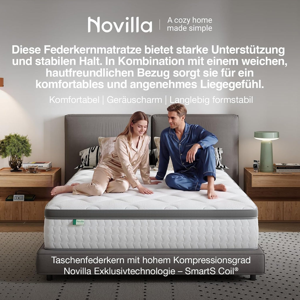 Novilla Matratze 140x200 cm 25 cm Höhe H3 mittelfest 7 Zonen Hybridmatratze