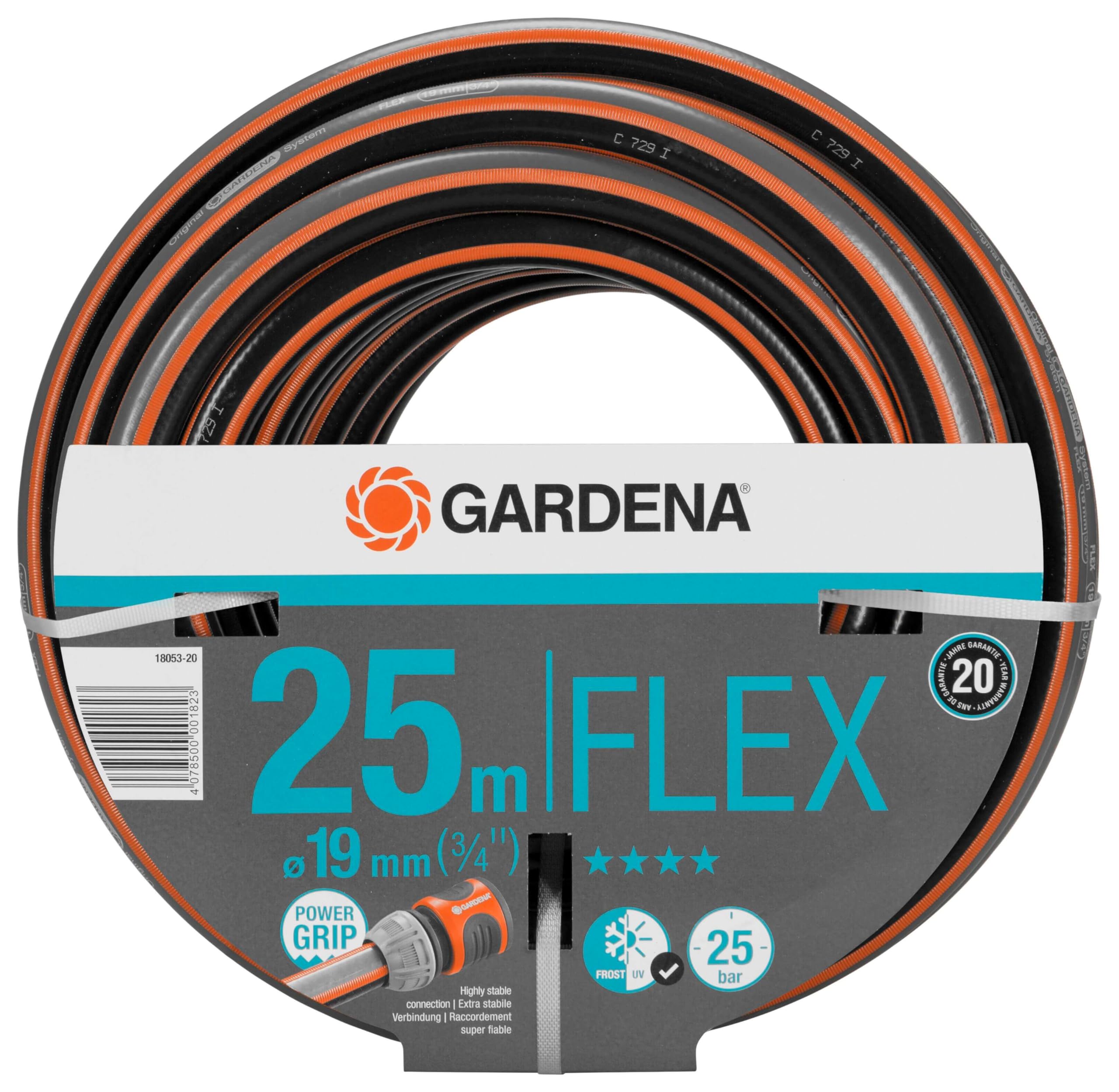 Gardena Comfort FLEX Schlauch 19 mm (3/4 Zoll), 50 m: Formstabiler, flexibler Gartenschlauch mit Power-Grip-Profil, aus hochwertigem Spiralgewebe, 25 bar Berstdruck, ohne Systemteile (18055-20)