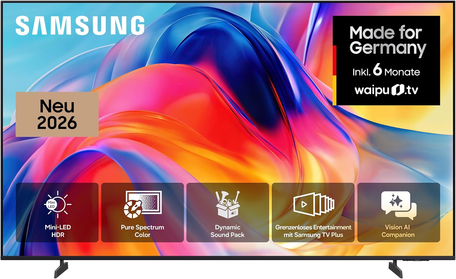 Samsung M70H Mini LED 4K 65 Zoll (163 cm) UHD, HDR, Motion Xcelerator 144Hz, AI Companion, 900 Sender, Smart TV, GU65M70HAU, 2026