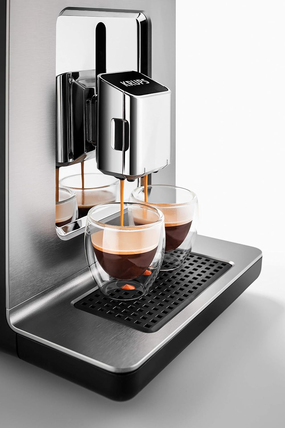 Krups Evidence Plus Kaffeevollautomat mit Milchschlauch, 19 Getränke, 2-Tassen-Funktion, Farbdisplay, Kaffeemaschine, TÜV-Siegel, Silber, EA894T10, Titanium-metallic
