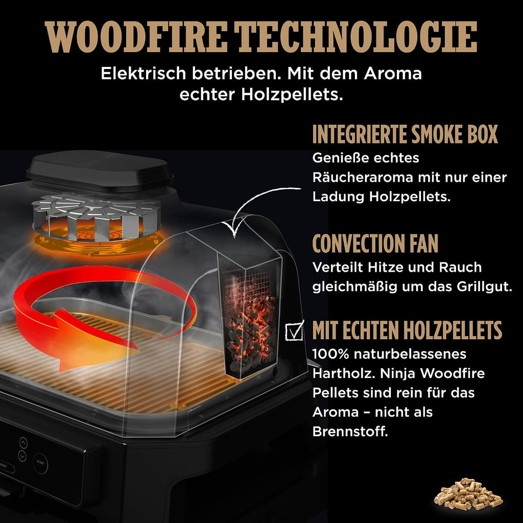 Ninja Woodfire Pro Connect XL Elektrischer BBQ Smoker Grill, App-Steuerung
