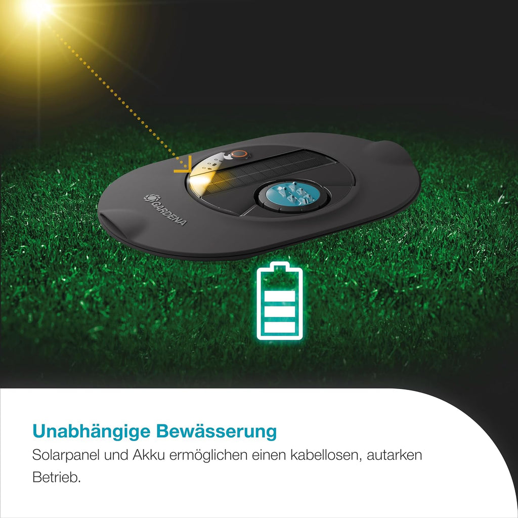 Gardena AquaPrecise, Pipeline Bewässerungssystem für Rasenflächen bis zu 320 m²: solarbetrieben, gleichmäßige Wasserverteilung, für jede Gartenform, Bluetooth, unterirdische Installation (16001-20)