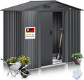 KESSER® XL Metall Gerätehaus 4,2m³ mit Fundament | Inkl. Arbeitshandschuhe | 195x131x186cm | 2X Schiebetür & Fundament | Geräteschuppen | Gartenhaus Schrank | Satteldachdach Garten Schuppen Anthrazit