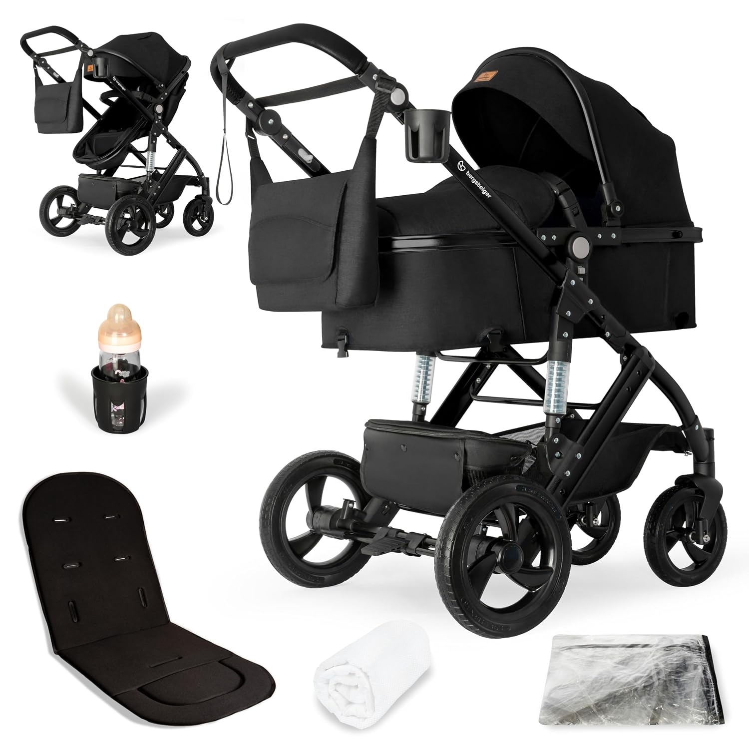Bergsteiger Nizza Kombikinderwagen 3-in-1 Babywanne Buggy Sportsitz