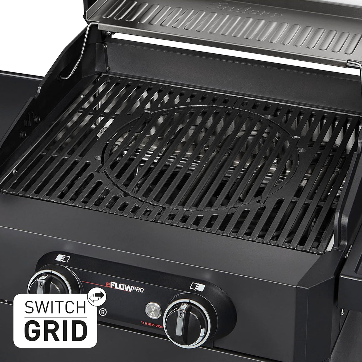 Enders Elektrogrill eFLOW PRO 2 TURBO SHADOW, Gussrost SWITCH GRID, TURBO ZONE für heiße Temperaturen, SIMPLE CLEAN Reinigungssystem, Aluguss an Garhaube & Brennkammer, Grillwagen #97126