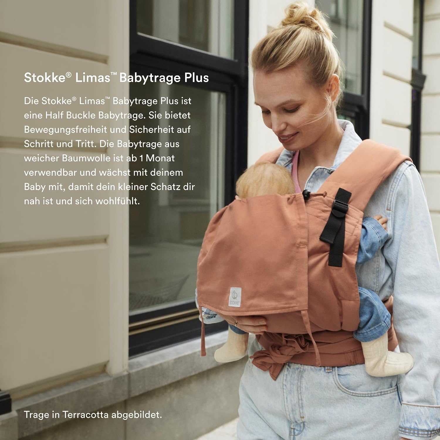 Stokke Limas Carrier Plus, Floral Beige – Half Buckle Babytrage, 4–18 kg