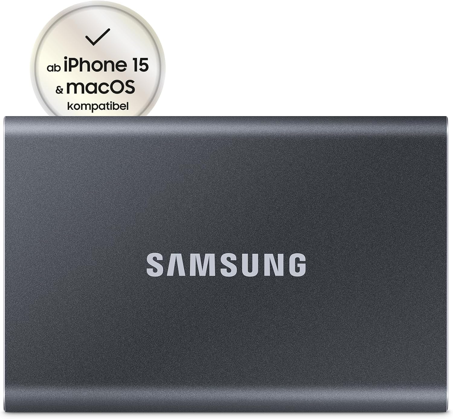 Samsung Portable SSD T7, SSD 1 TB, USB 3.2 Gen.2, 1.050 MB/s Lesen, 1.000 MB/s Schreiben, Externe SSD-Festplatte für iPhone 15 und neuer, Mac, PC, Smartphone und Spielkonsole, Grau, MU-PC1T0T/WW