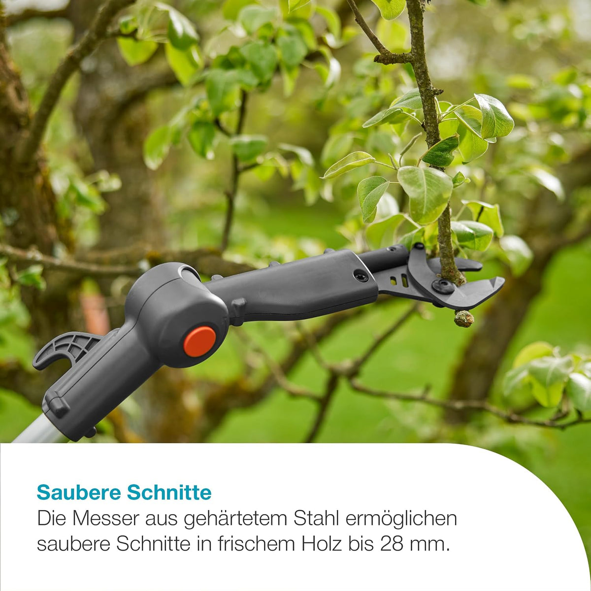 Gardena Akku-Teleskop-Baumschere HighCut 360/18V P4A Ready-to-Use Set: Bis zu 5 m Reichweite, Schwenkbarer Schneidkopf, Ergonomisch, LED-Anzeige, Kabellos (14776-20)
