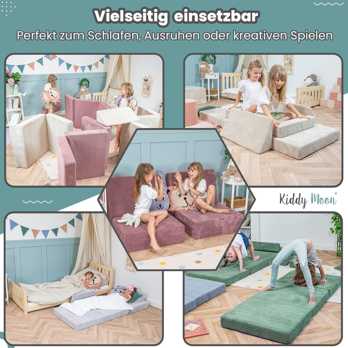 KiddyMoon Kinder Matratzen Aufklappen aus Schaumstoff Kindermatratze Kinderzimmer Faltmatratze