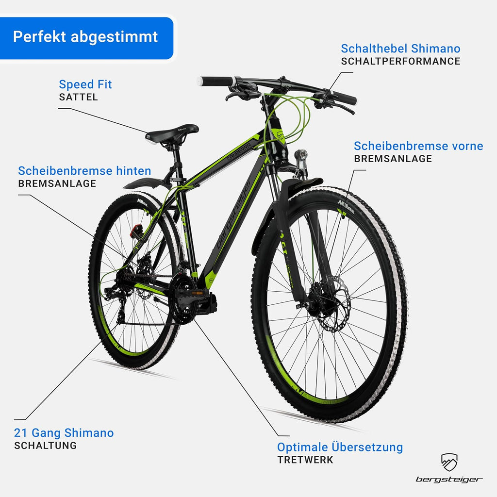 Bergsteiger Canberra 26/29 Zoll Mountainbike Hardtail MTB 21 Gang Alurahmen