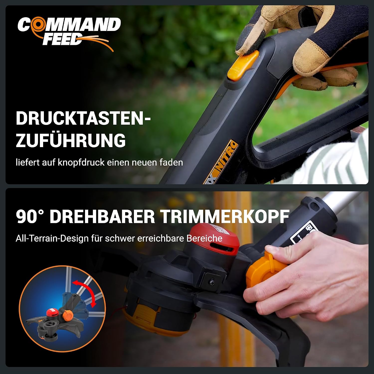 WORX WG173E.9 Akku Rasentrimmer 20V, ohne Akku & Ladegerät