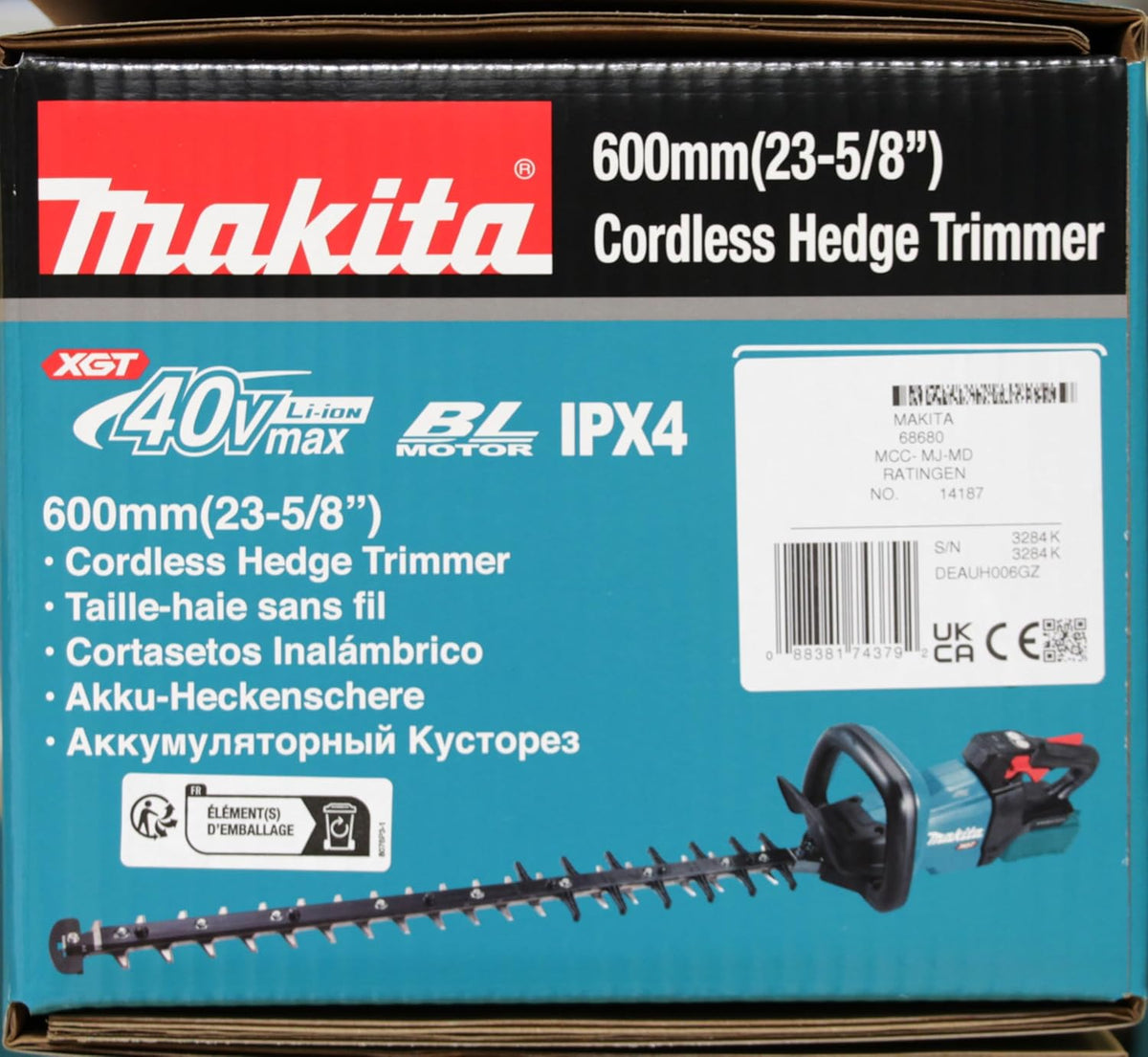 Makita UH006GZ Akku-Heckenschere 60 cm 40V max. (ohne Akku, ohne Ladegerät) Petrol