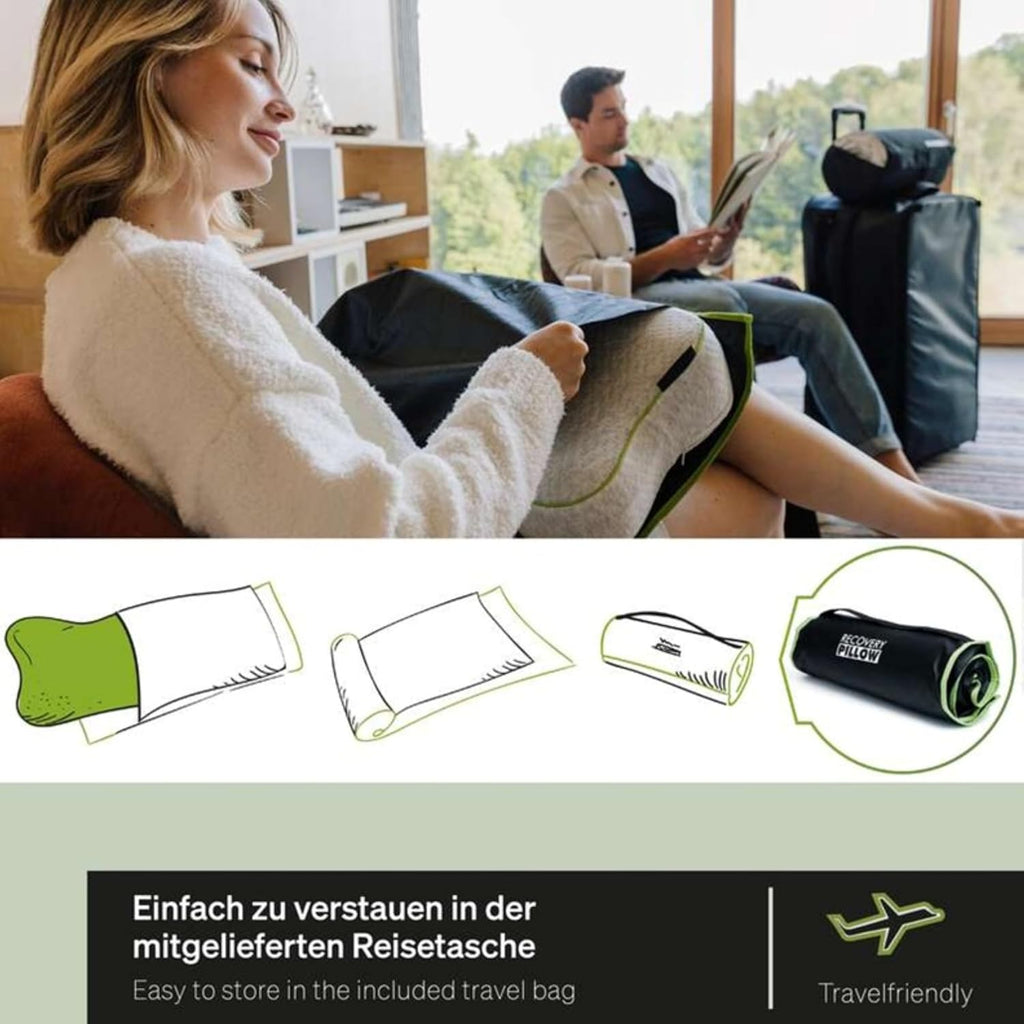 BLACKROLL® Recovery Pillow (50 x 30 cm), Kopfkissen für erholsamen Schlaf, ergonomisches Kissen mit Travel Bag für Reisen, Nackenkissen aus Viscose Memory Schaum, Made in Germany