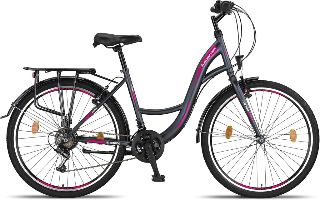 Licorne Bike Stella Premium City Bike in 20",24",26",28" Fahrrad für Mädchen, Jungen, Herren und Damen 21 Gang-Schaltung (6 Gang bei 20 Zoll) Hollandfahrrad Citybike