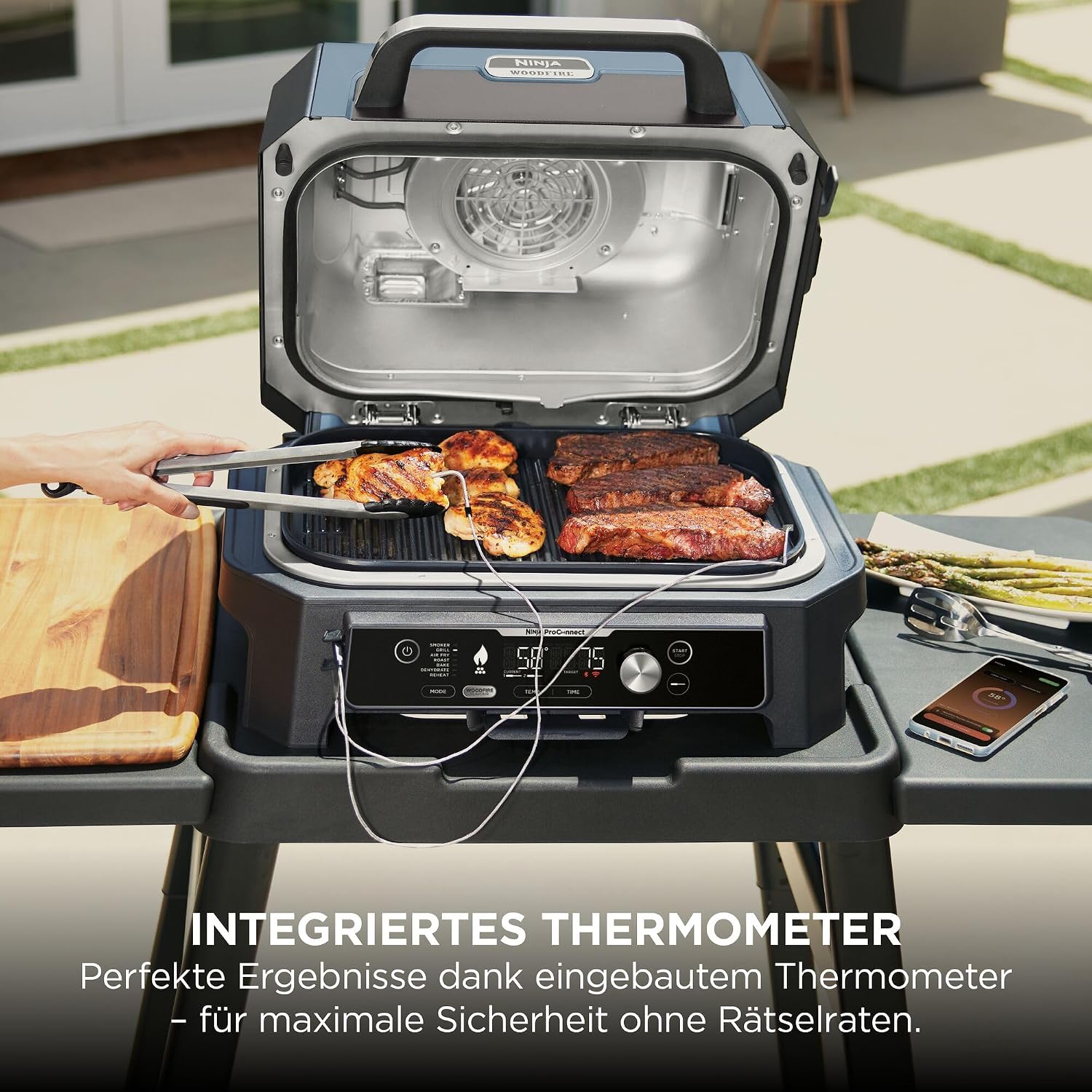 Ninja Woodfire Pro Connect XL Elektrischer BBQ Smoker Grill, App-Steuerung