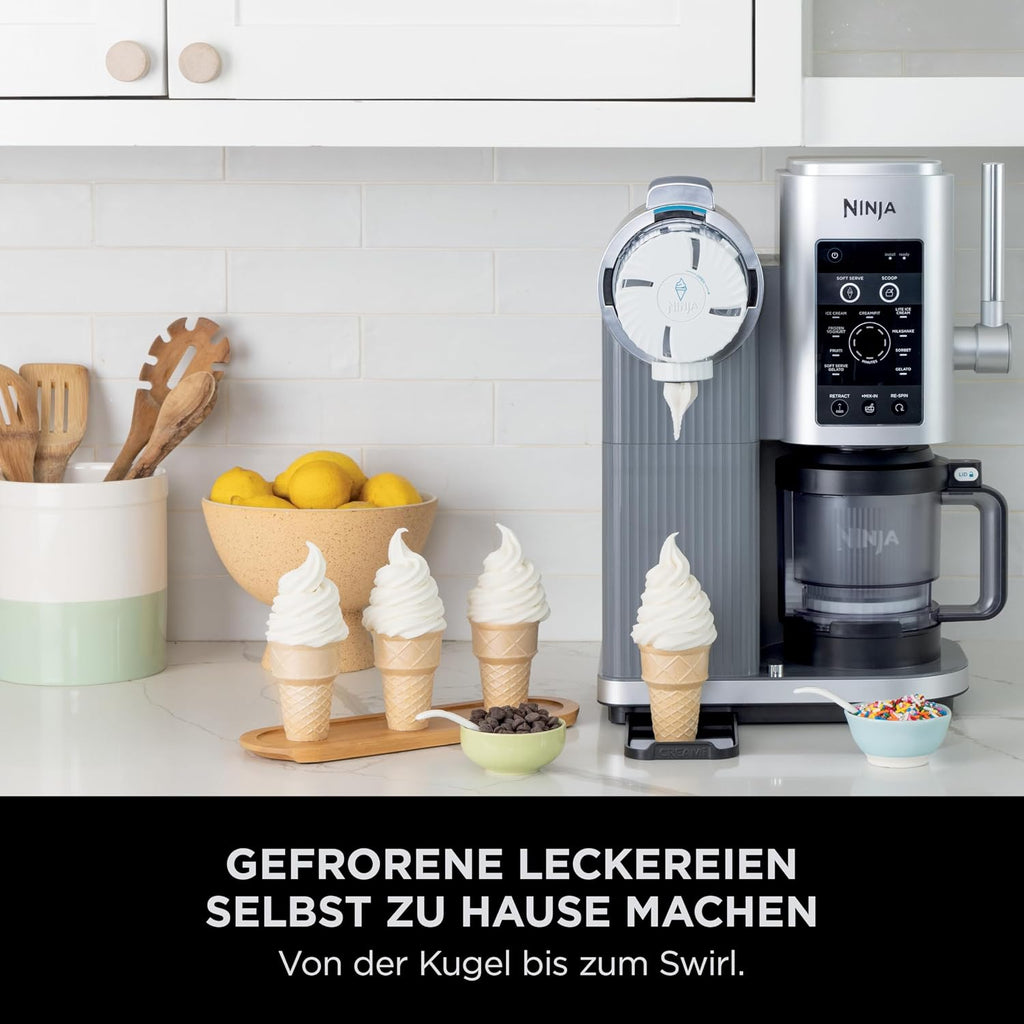 Ninja CREAMi Scoop & Swirl Eismaschine mit 2 Behältern Platinsilber NC701EU