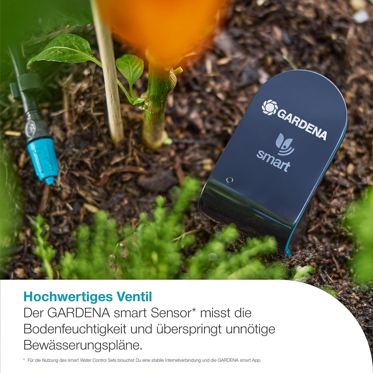 Gardena smart Sensor Control Set Bewässerungssteuerung; smart: Datengesteuerte Bewässerung*, Smart Home Integration*, Bodenfeuchtesensor im Lieferumfang enthalten, Hochwertige Ventiltechnik (19045-20)