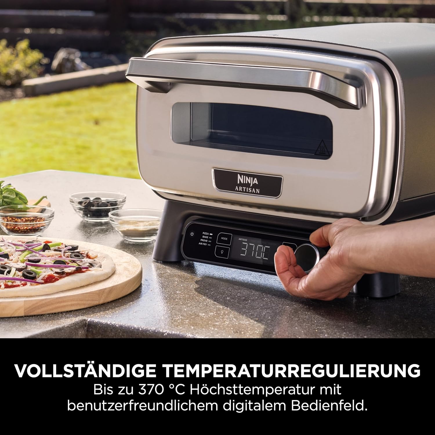 Ninja Artisan Outdoor-Pizzaofen und Heißluftfritteuse, 4 Funktionen: Pizza