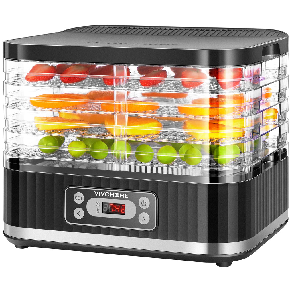 VIVOHOME Dörrautomat mit 8 Einlegefächern 400W BPA frei Dörrgerät mit Temperaturregler von 35°C bis 70°C inkl.72H Timer und Rezept für Fleisch,Obst,Haustier-Leckereieneo