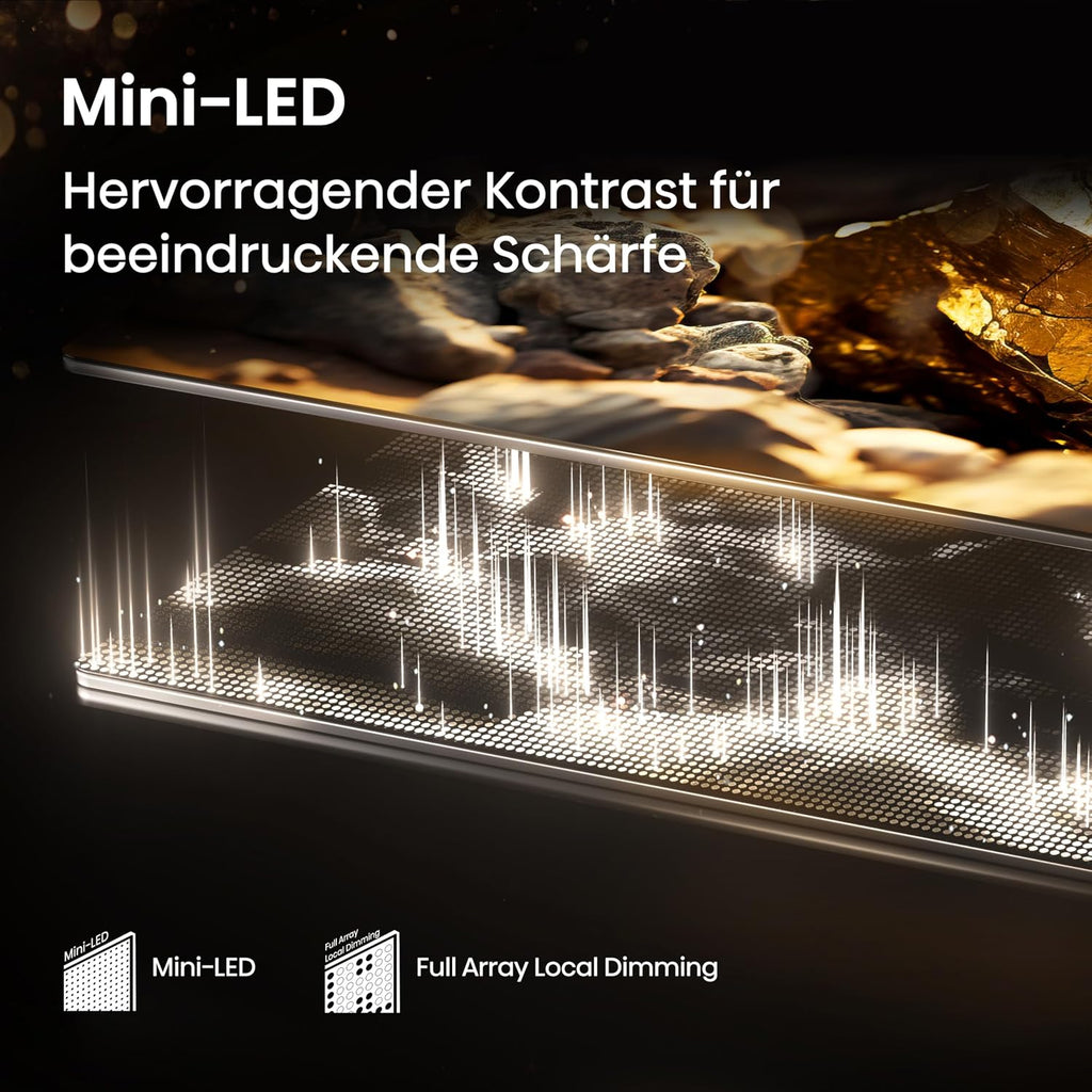 Hisense 55E89Q Fernseher, 55 Zoll (139cm), 4K ULED Mini LED, Smart TV, 144Hz Game Mode PRO, Hi-View AI Engine, AI Smoothmotion, Built-in Subwoofer, Dolby Vision.Atmos, Filmmaker Mode, Hi-Concerto