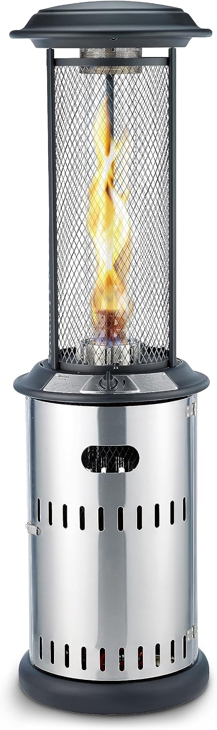 Enders® Terrassenfeuer Gas VULANO, 5589, Vormontiert mit stufenloser Regulierung, höhenverstellbar, Transport-Räder, Umkippsicherung, Silber