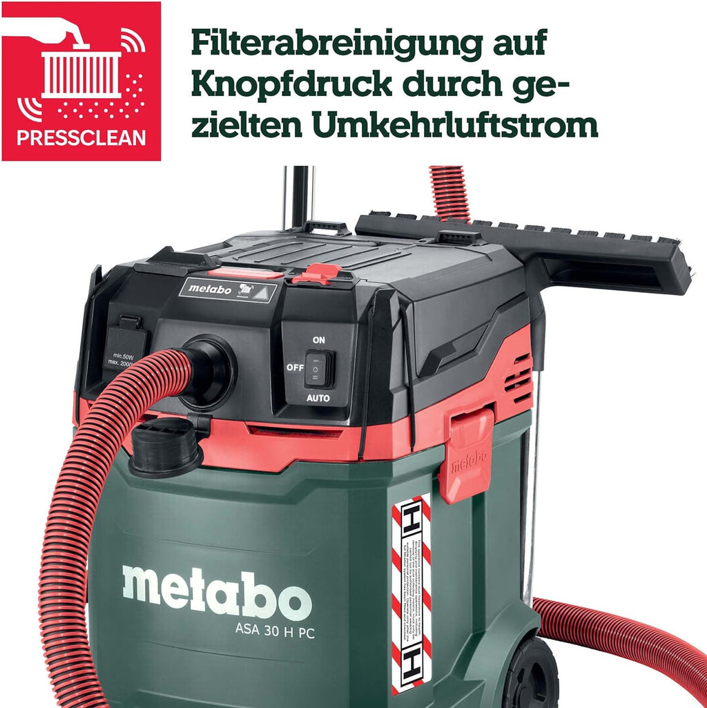 metabo ASA 30 H PC All-Purpose Vacuum Cleaner, Wet/Dry Vacuum Cleaner, Dust Class H, 1200 W