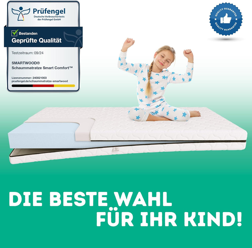 smartwood Matratze 80x150 9 cm, H2, Schaumstoffmatratze, SmartComfort