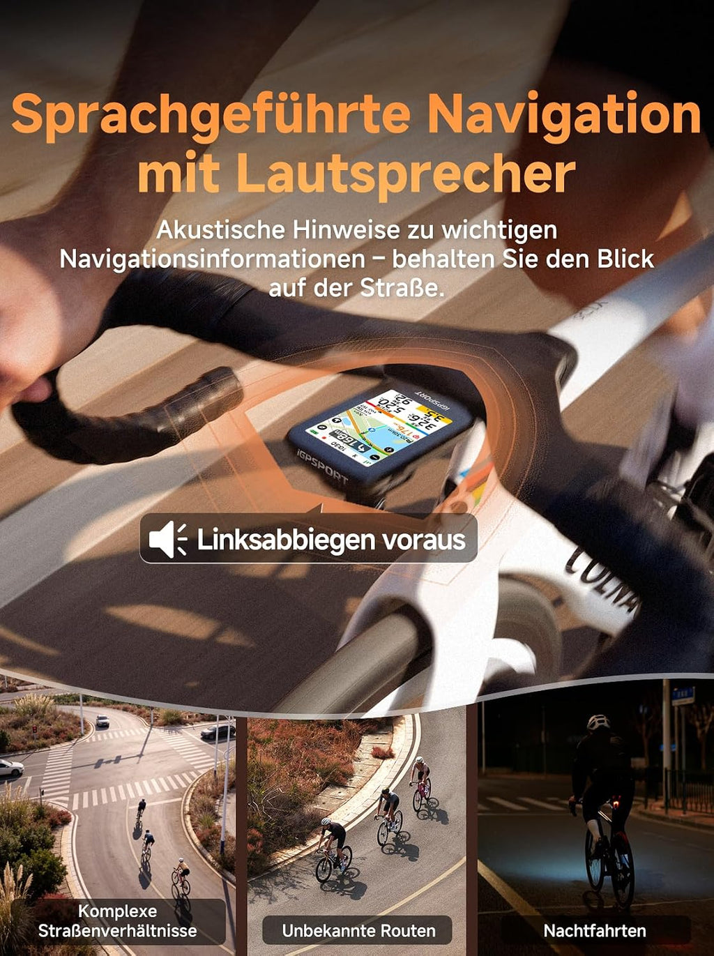 iGPSPORT BSC500 Fahrradcomputer, 3,3-Zoll-Touchscreen, Karten- und Sprachnavigation, E-Bike-Modus, Virtuelles Fahren, ANT+BLE, IPX7