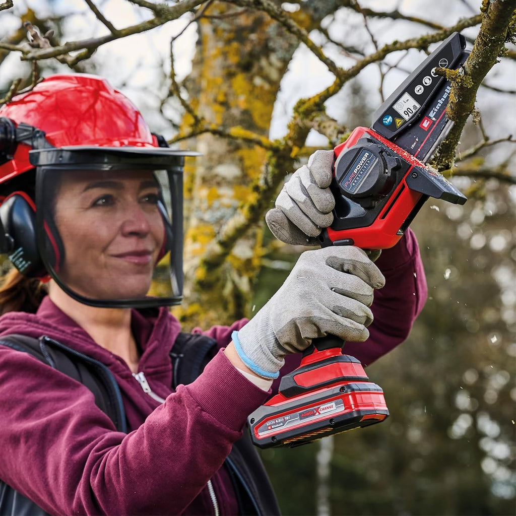 Einhell Akku-Astkettensäge GE-PS 18/15 Li BL Power X-Change (18 V, Brushless, 12,5 cm Schnittlänge, werkzeugloser Schwert- und Kettenwechsel, inkl. 2,5 Ah Akku und Ladegerät)