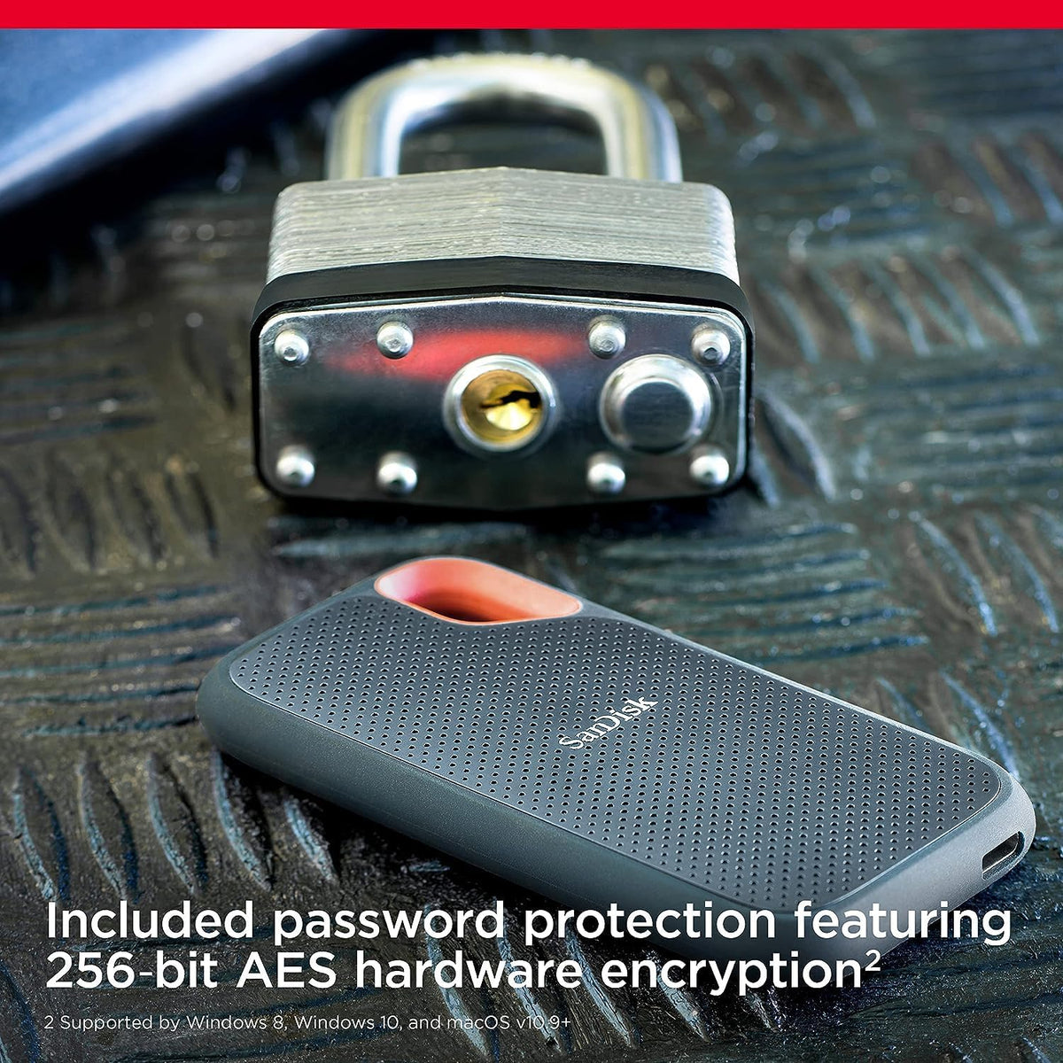SANDISK Extreme Portable SSD 1 TB (tragbare NVMe SSD, USB-C, bis zu 1.050 MB/s Lesen, bis 1.000 MB/s Schreiben, Wasser- und staubbeständig) Schwarz